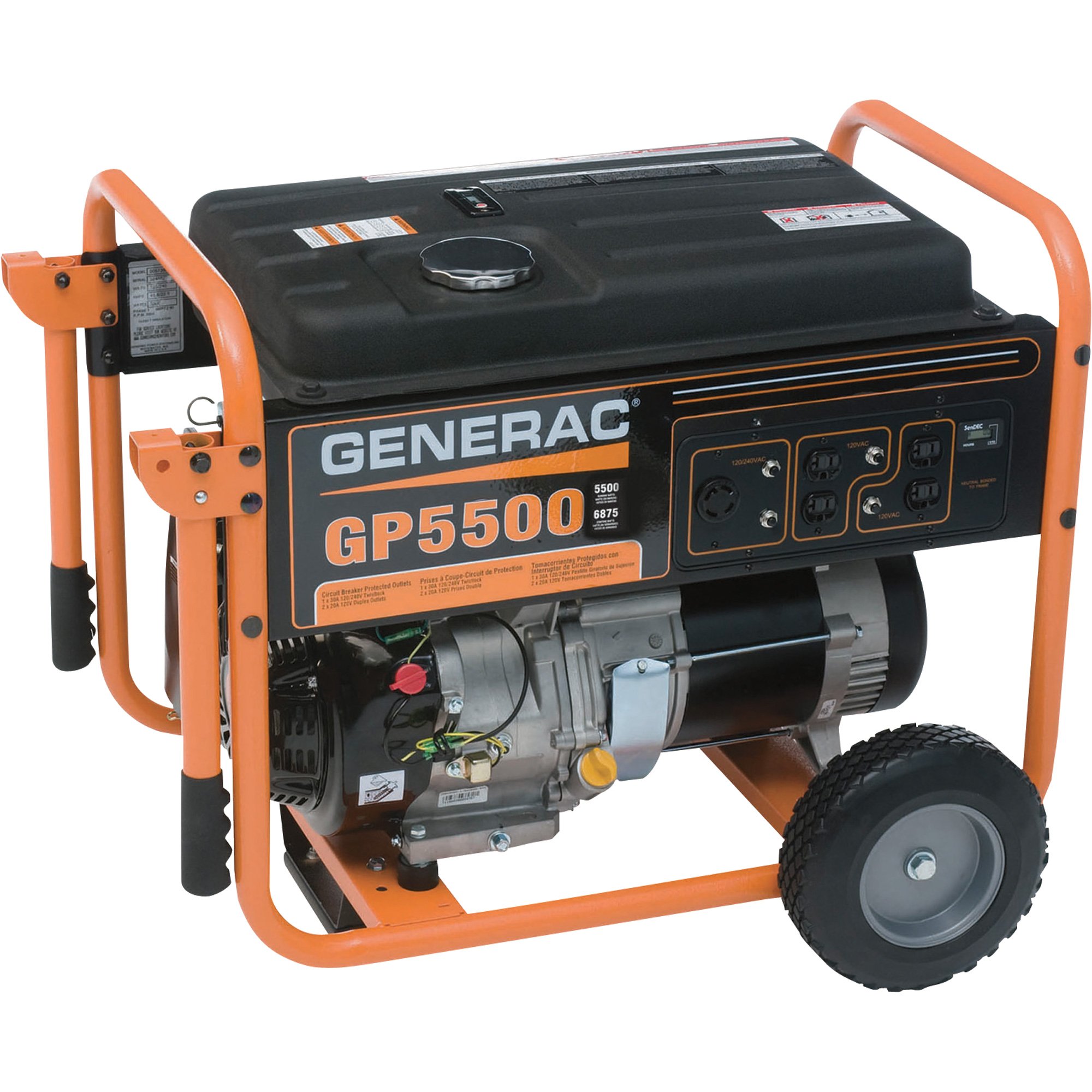 Generac GP5500 Portable Generator — 6875 Surge Watts, 5500 Rated Watts, CARB-Compliant, Model# GP5500
